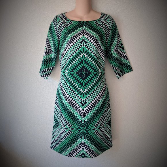 Green Geometric Shift Dress by Banana Republic- Size 2 - Picture 1 of 4